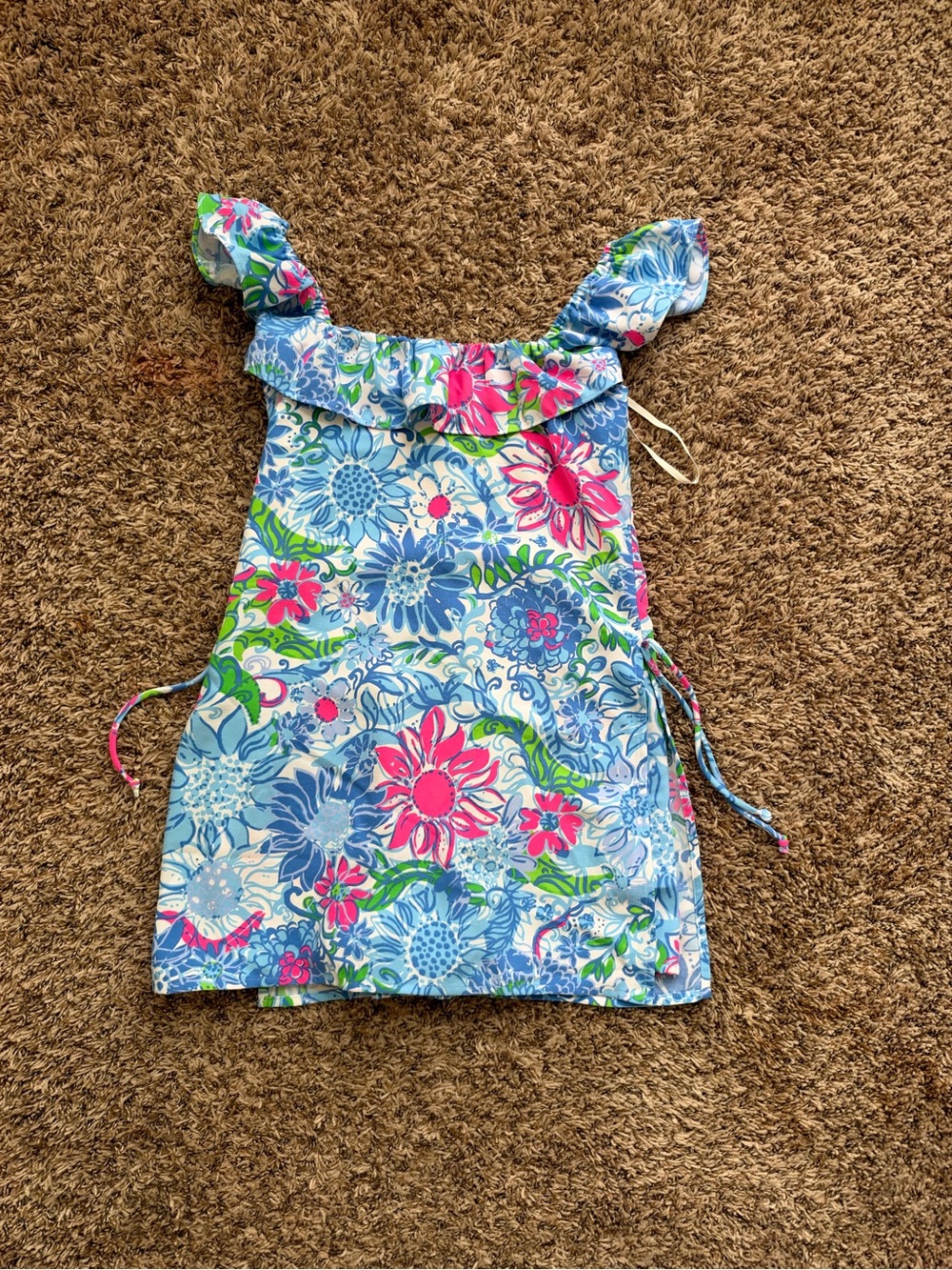 Lilly Pulitzer Floral Ruffle Tank Dress - Blue, Pink & Green